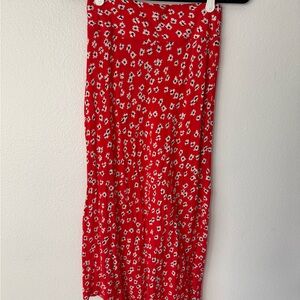 Billabong Red Maxi Skirt with White Floral Print
